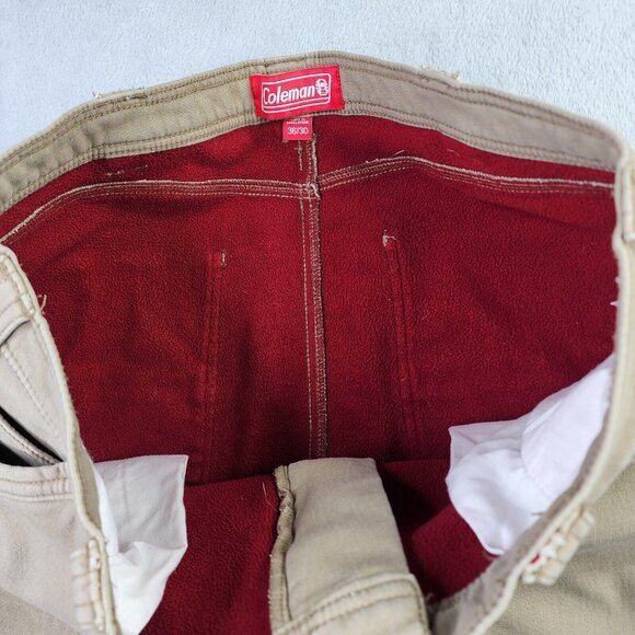 Coleman Fleece Lined Carpenter Pants Men 36 x 30 Tan Utility Stretch Canvas Work - Picture 4 of 11